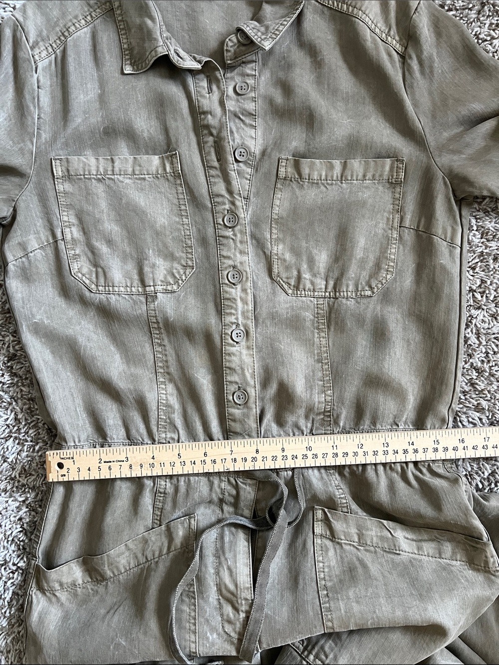 NWOT Sundance Wayside Cargo Utility Jumpsuit Vintage Wash Green Sage Size S - Picture 11 of 12